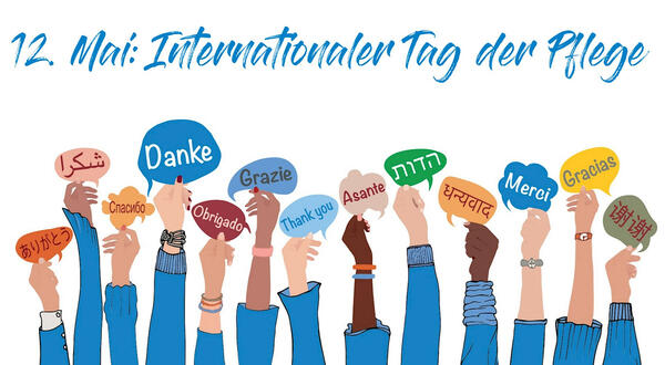 Hände mit Dankeschön Symbolen 